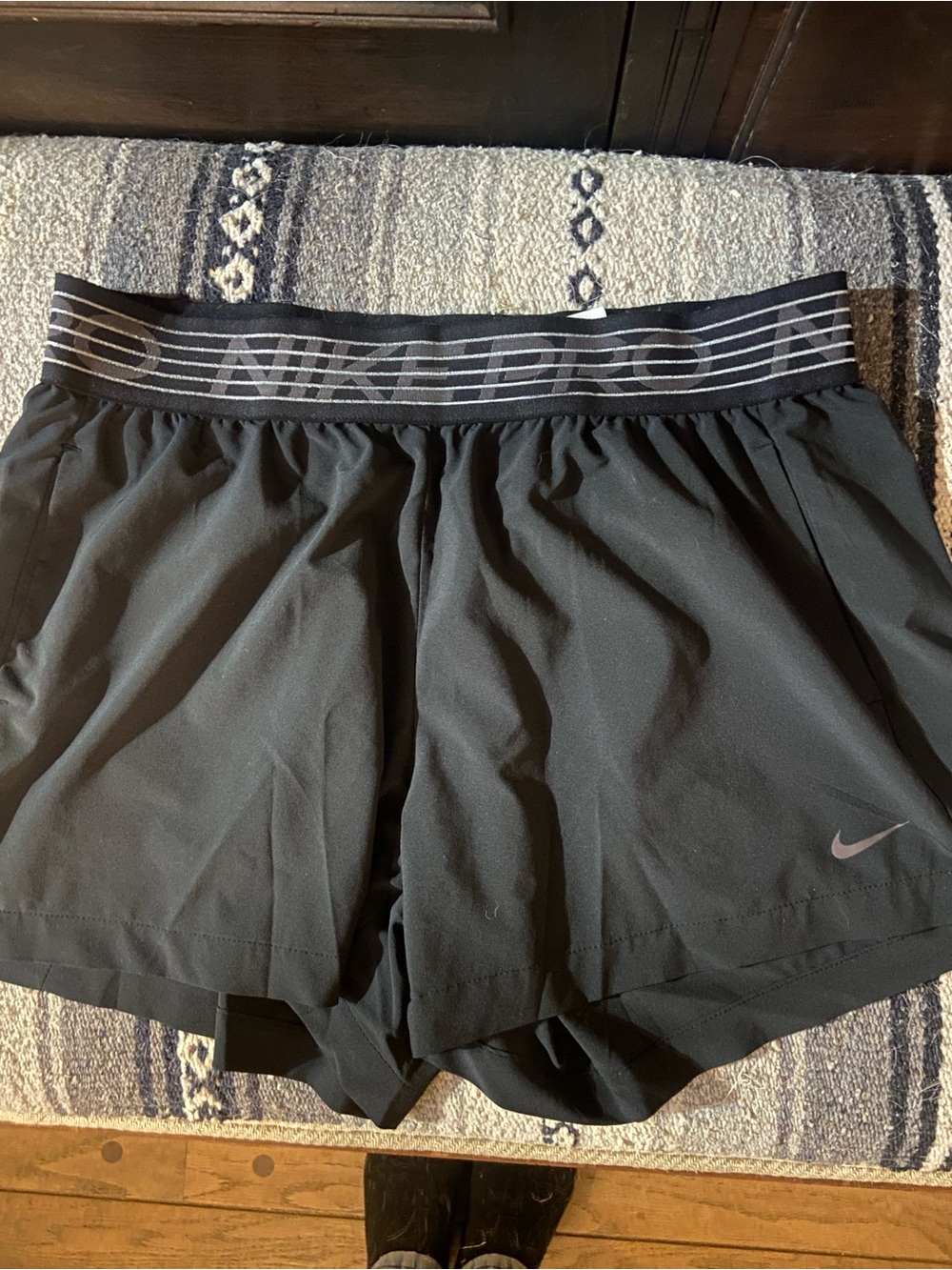 Nike Women's Black Athletic Shorts with Logo Waistband